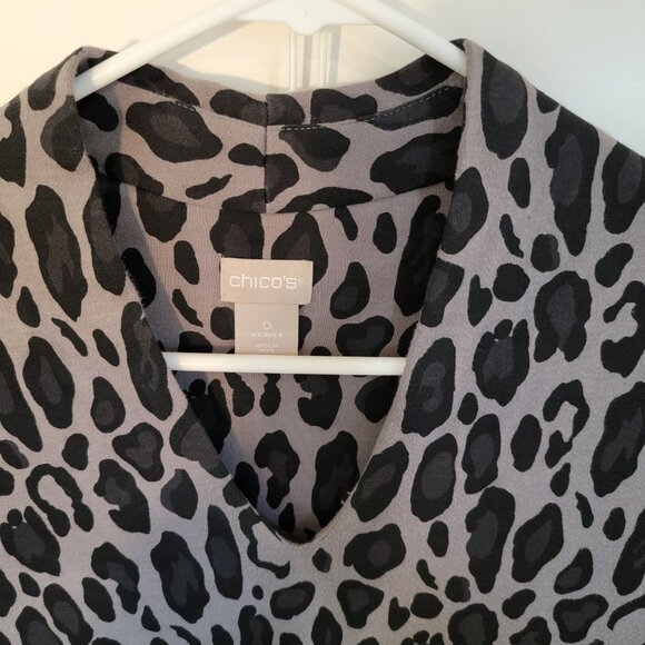 Chico's Tunic Top Animal Print Black Gray Women Size Small - Picture 4 of 14
